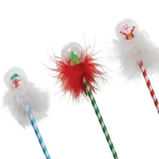 Winter Wonderland Pens (3 Pack) - Shaking Snow Globes, Black Ink (Snowman, Tree, Santa) image {1}