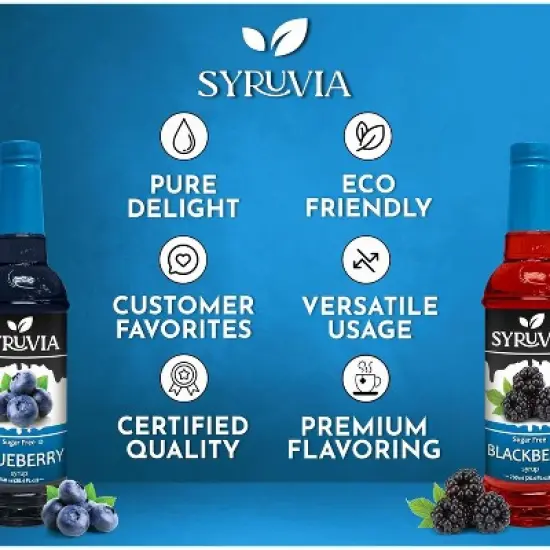 Syruvia Sugar Free Coffee Flavors Variety Pack: Blueberry & Blackberry 25.4 fl oz Syrup image {4}