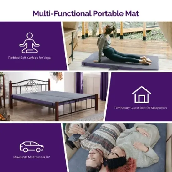 Sersper 4 Inch Outdoor Mattress for Camping and RV with Side Pocket,Waterproof,Portable,Folding image {7}