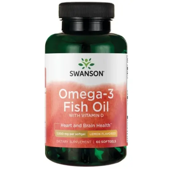 Swanson Omega-3 Fish Oil with Vitamin D - Lemon Flavored 1,000 mg 60 Softgels image {5}