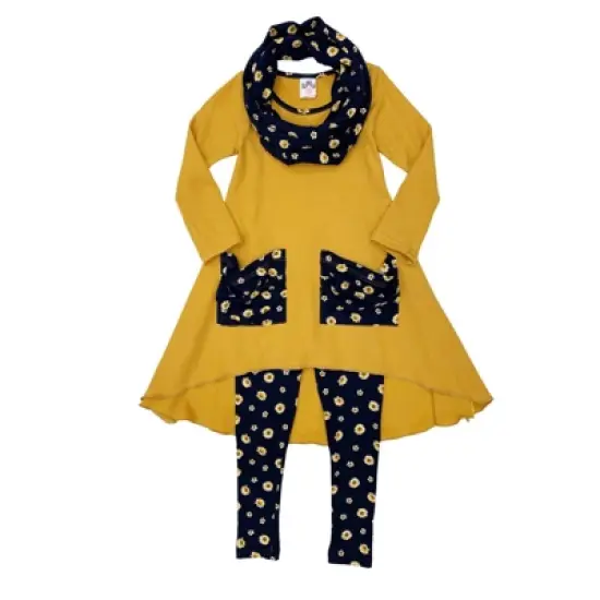 Girls Daisy Dream Dual Pocket Tunic, Scarf & Legging Set - Mia Belle Girls image {1}