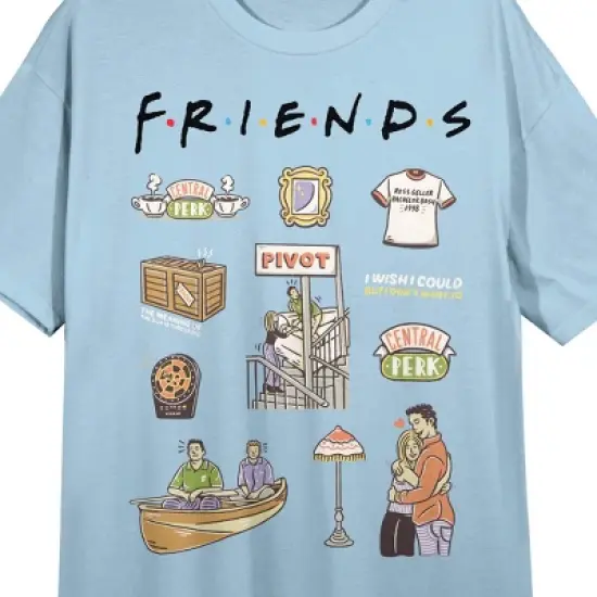 Friends TV Series Icons Women's Blue Short Sleeve Crew Neck Sleep Shirt image {1}