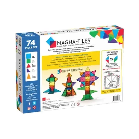 MAGNA-TILES Clear Colors 74pc Set image {6}