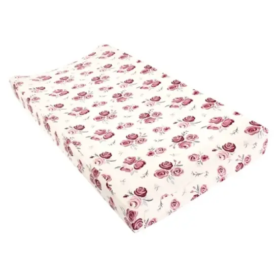 Hudson Baby Infant Girl Changing Pad Cover, Rose, One Size image {2}