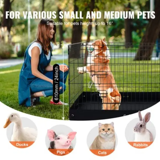 VEVOR Dog Playpen, 4 Pcs 24 x 36 in Panels Foldable Metal Pet Exercise Pen, Dog Fence Indoor and Outdoor Pen with Door, Top Cover, and Bottom Pad image {3}