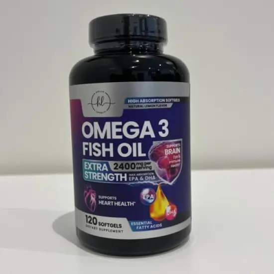 Omega 3 Fish Oil Triple Strength 2400 mg Softgels, Omega-3 Supplements, Natural Heart Health Brain & Joint Support - 120 Softgels By Hello Lovely! image {6}