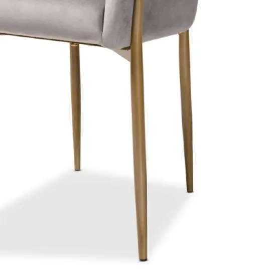 Ballard Velvet Fabric Upholstered Metal Dining Chair - Baxton Studio image {5}