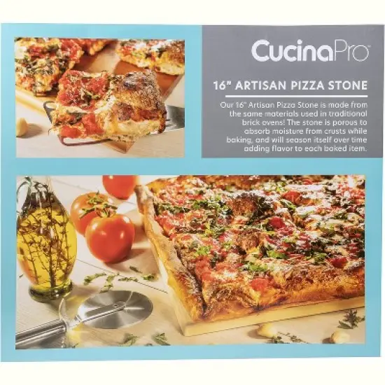 CucinaPro Pizza Stone for Oven, Grill, BBQ- Extra Thick 5/8" Cordierite Rectangular Baking Stone for Better Cooking- 16" x 14" Pan image {3}