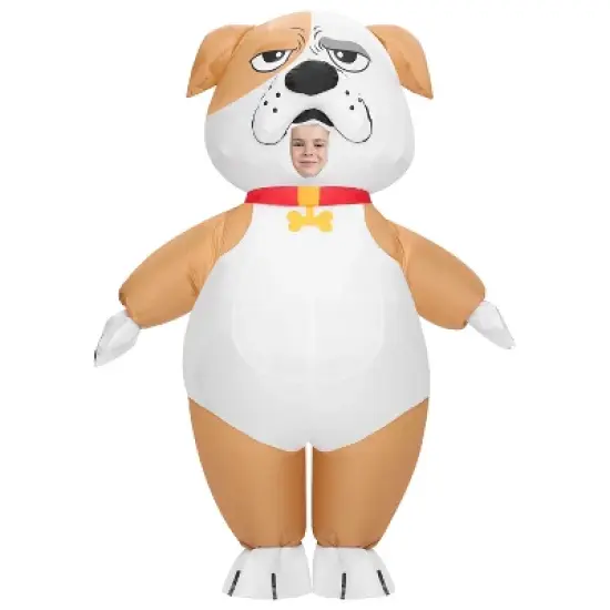 SYNCFUN Adults Inflatable Halloween Costumes, Full Body Bulldog Inflatable Costume, Brown Blow Up Puppy Costumes image {6}