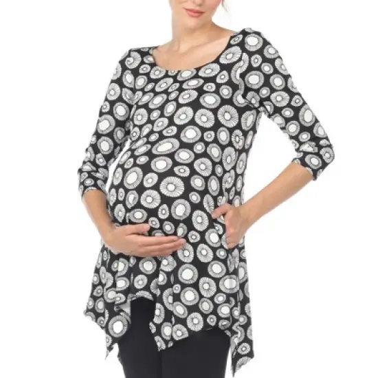 Maternity Printed Tunic Top -White Mark image {4}