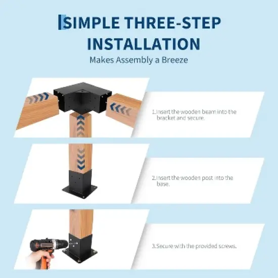 4"x4" Pergola Kit,Heavy-Duty Carbon Steel Gazebo Hardware with 4-Way Brackets,Perfect for Outdoor Patio,Pergola & Cabin Construction image {3}