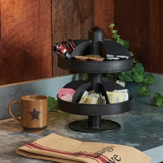 Park Designs 2 Tier Small Organizer Lazy Susan Black image {1}