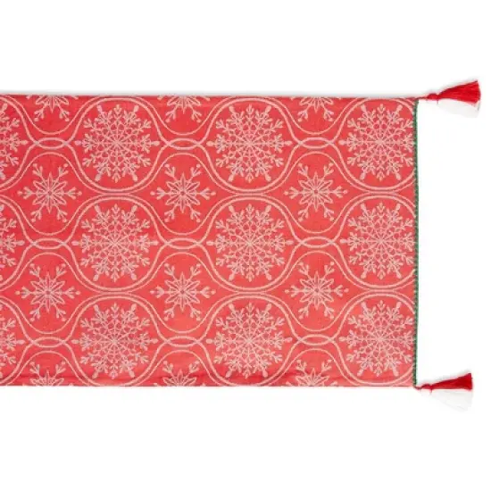 Design Imports  Christmas Jacquard Reversible Table Runner, Joyful Snowflakes, 14X108" image {1}
