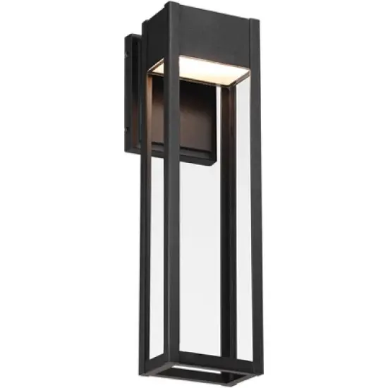 John Timberland Austin 16" High Modern Outdoor Wall Light Fixture Mount Porch House LED Bulb Weatherproof Sand Black finish Aluminum Glass Shade image {5}