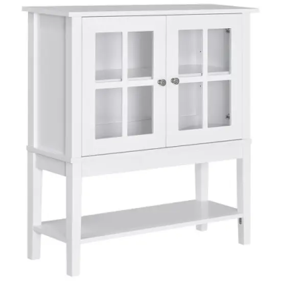 HOMCOM Kitchen Credenza & Sideboard Buffet Cabinet with 2 Glass Doors & Storage Shelves image {8}