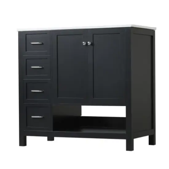 Whisen Bathroom Vanity with Sink, Freestanding Vanity with Drawers, cabinet and Open shelf image {7}