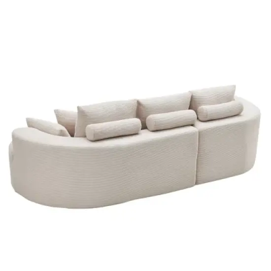 Christopher Knight Home Shamus 106" Modern Cozy Upholstered 4 Seater Curved Sectional Sofa with 7 Pillows image {5}