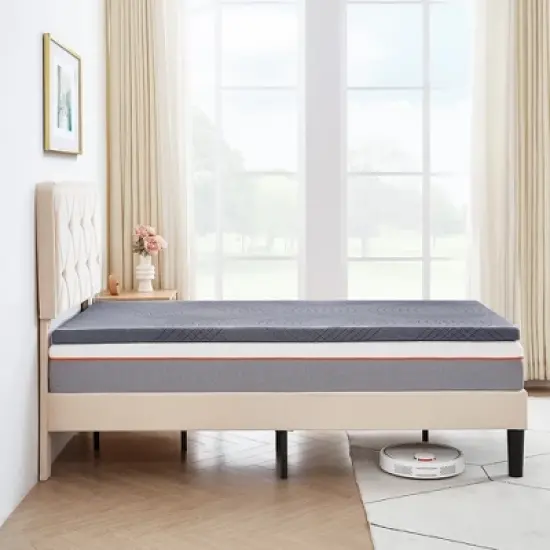 VECELO 2/4" Gel Infused Memory Foam Mattress Topper Twin/Full/Queen/King/California King Size Medium Firm Memory Foam Mattress with Washable Cover image {4}