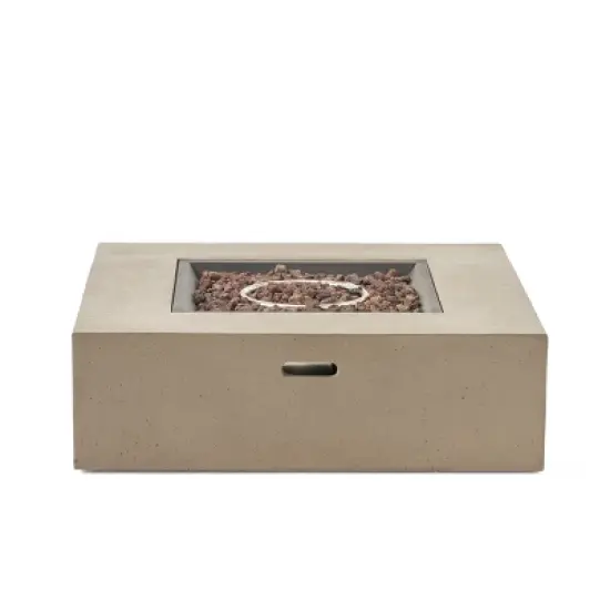 GDFStudio Biella Outdoor Acacia Wood 5 Seater Sectional Sofa Set with Fire Pit image {3}