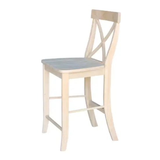 X Back Counter Height Barstool Unfinished - International Concepts image {3}