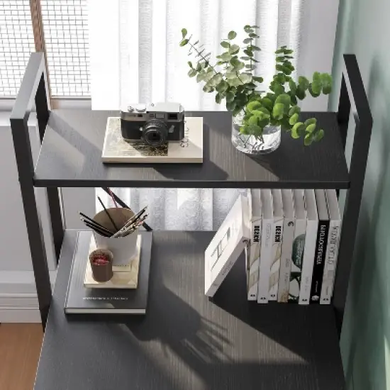 Bestier 47inch Computer Desks with Reversible Bookshelf, Standing Writing Desk for Home Office/Studying/Gaming image {6}