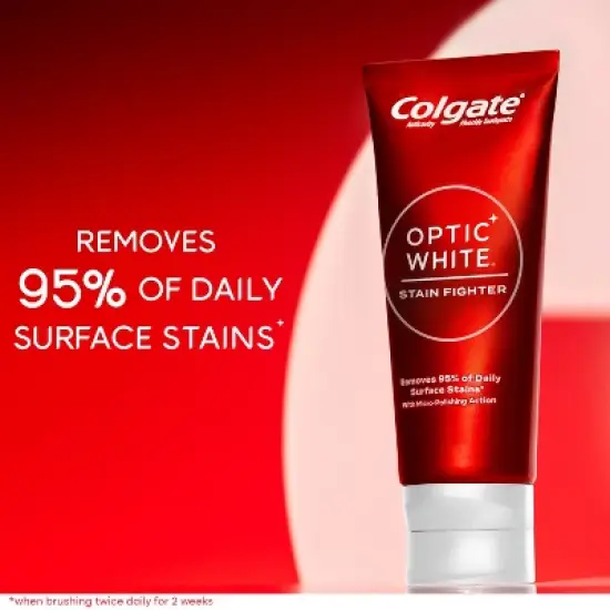 Colgate Optic White Stain Fighter Teeth Whitening Toothpaste - Clean Mint - 4.2oz image {2}