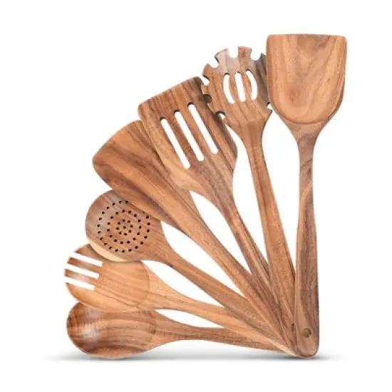 Cheer Collection 7 Piece Elegant Wooden Kitchen Utensils Set image {8}