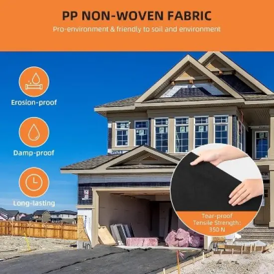 Garvee Geotextile Landscape, Geotextile Fabric, PP Drainage 350N Tensile Strength & 440N Load Capacity, Erosion Control, Drains image {5}