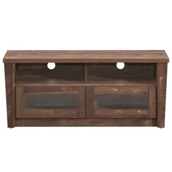 Costway TV Stand Entertainment  Center Hold up to 55'' TV with 2 Shelves & 2 Door Cabints image {9}