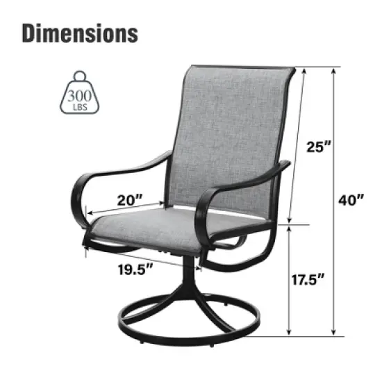 Captiva Designs Outdoor Dining Breathable Quick-dry Sling Steel Chairs with 360 Degree Swivel image {6}