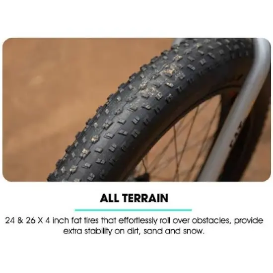 Hiland 20" 24" 26" Fat Tire Mountain Bike, 7-Speed, Disc Brake, Beach and Snow Bicycle image {6}