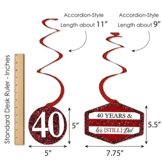 Big Dot of Happiness We Still Do - 40th Wedding Anniversary - Anniversary Party Hanging Decor - Party Decoration Swirls - Set of 40 image {5}
