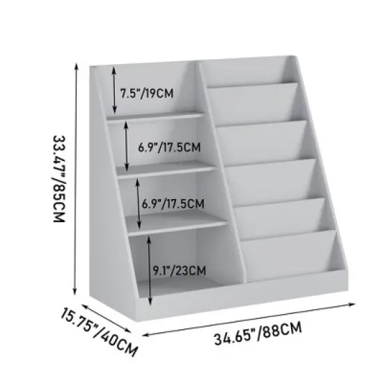 KTMBDW Kids Bookshelf and Toy Storage Organizer, 4 Tier Wooden Kids Book Shelf with Bookcase Display Stand for Kids Room, Playroom, Nursery image {5}