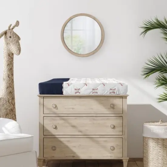 Sweet Jojo Designs Boy Changing Pad Cover Baseball Patch Red White and Blue image {1}