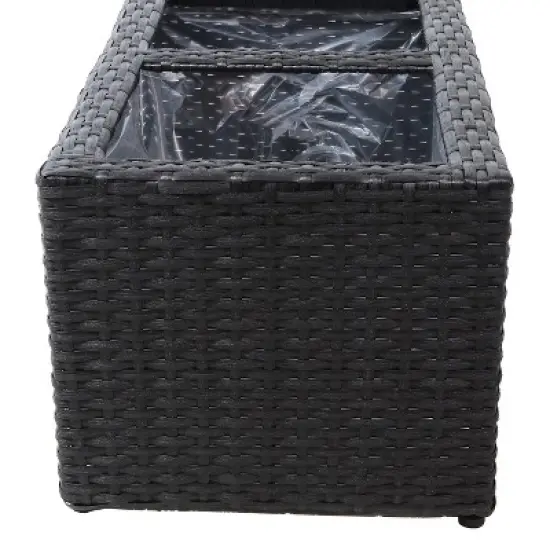 Sunnydaze 2-Section Rectangle Polyrattan Indoor Planters - 21.5" W x 11.5" D x 9.25" H - 2-Pack image {5}