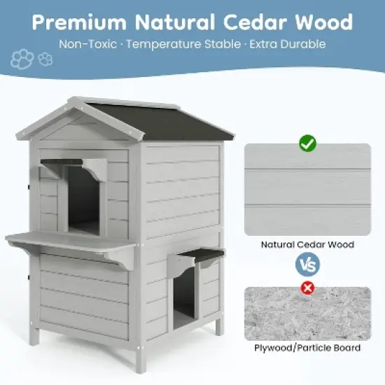 Heynemo Outdoor Cat House for Multiple-Cats Wooden Cat Shelter with Weatherproof Roof, Easy Access & Ventilation, Large Pet Catio for Cat image {3}