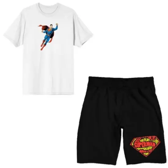 Superman Hero In Flight Men's Short Sleeve Shirt & Sleep Shorts Set image {4}