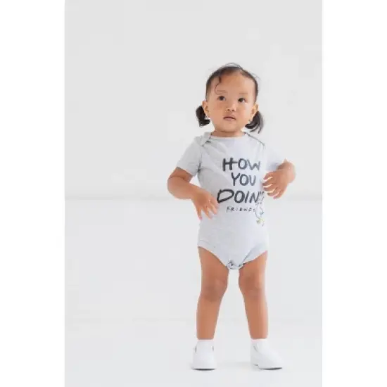 FRIENDS 3 Pack Cuddly Short Sleeve Bodysuits Grey / Black / White image {1}