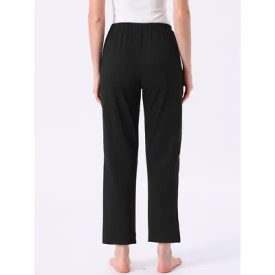 INSPIRE CHIC Women's 2 Pcs Cotton Pajama Bottoms Elastic Waist with Pocket Long Sleepwear Lounge Pants image {3}