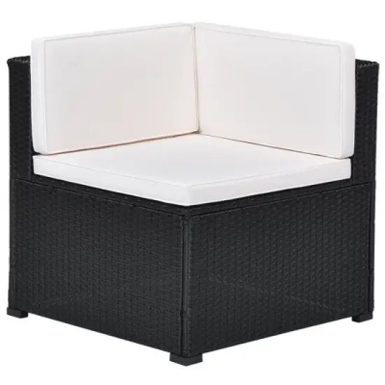 5pc Wicker Patio Conversation Set with Cushions - Black/Beige - GODEER image {12}