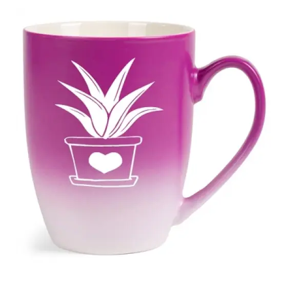 Elanze Designs Botanical Succulent Nature Coffee Cup Mug 12 Ounce Ceramic With Ombre Gradient Elegant Minimalist Aloe in Heart Planter Silhouette Pink image {5}