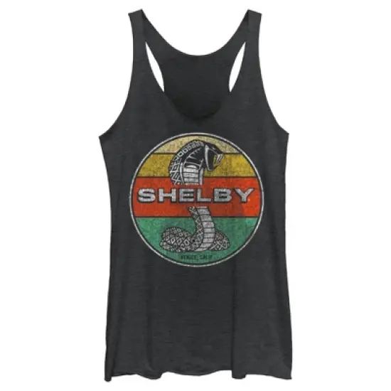 Women's Shelby Cobra Distressed Colorful Stripe Stamp Racerback Tank Top image {3}