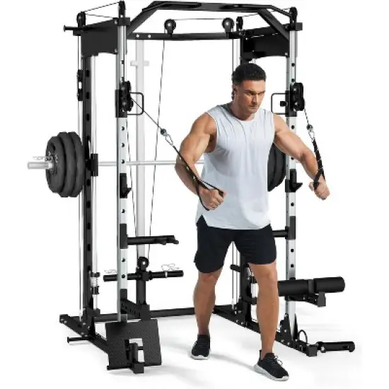 Acekool 2200LB Smith Machine Power Cage, Multi-Function Home Gym with Cable Crossover, LAT Pulldown, Squat Rack, Attachments image {8}