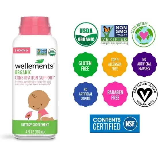 Wellements - Organic Constipation Support Constipation Relief For Infants, Babies & Toddlers, 4 Oz image {5}