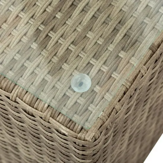 5pc Wicker Patio Seating Set with Cushions - Brown/Beige - GODEER image {4}