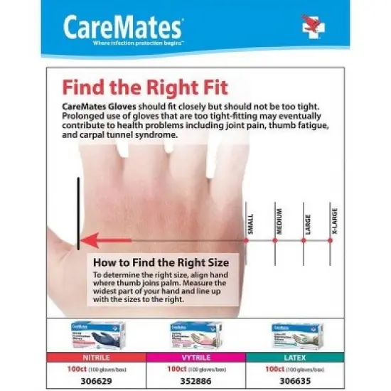 CareMates Vinyl Powder Free Examination Gloves Large, 100 Ct image {3}