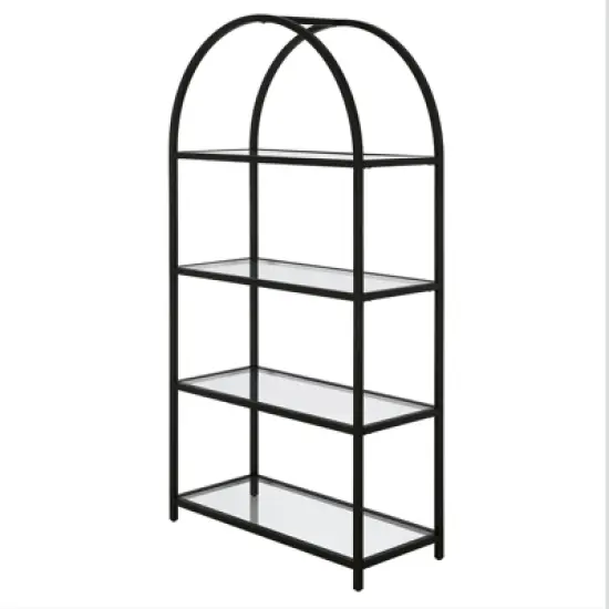 62 in. Arched Black Bronze Bookcase - Henn&Hart image {3}