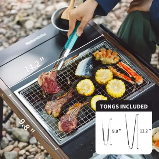 Naturehike Camping Charcoal Grill for IGT Table,Folding Barbecue Grill with Tongs&Carry Bag,Portable BBQ Grill for Outdoor Camping Cooking Tailgating image {1}