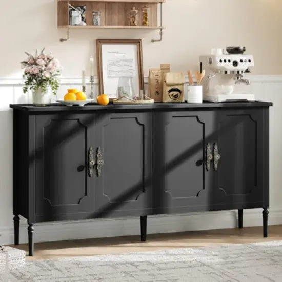 Large Sideboard Cabinet, 59" Modern Credenza Buffet Table Coffee Bar Wine Bar, Storage Cabinet with Adjustable Shelves image {9}