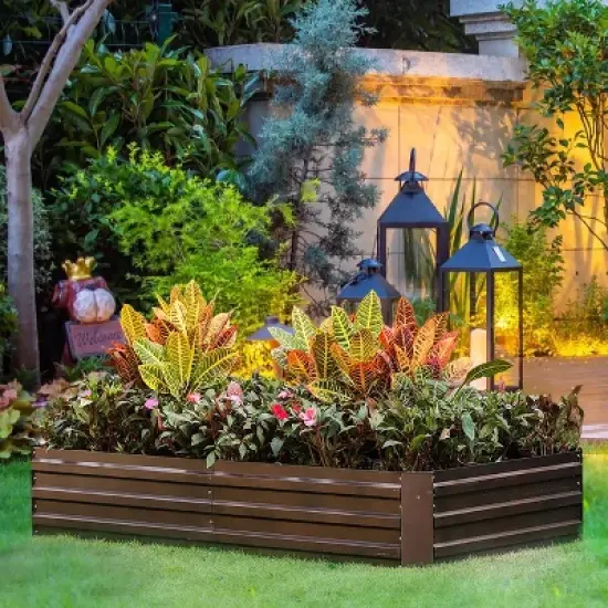 LuxenHome Brown Metal Rectangular 6x3ft Garden Bed image {7}